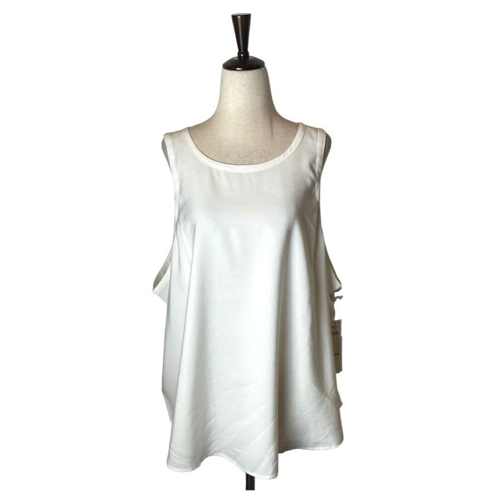 Good American Tank Top‎ Women XXL Ivory NWT Sleeveless Rounded Hem Blouse Preppy
